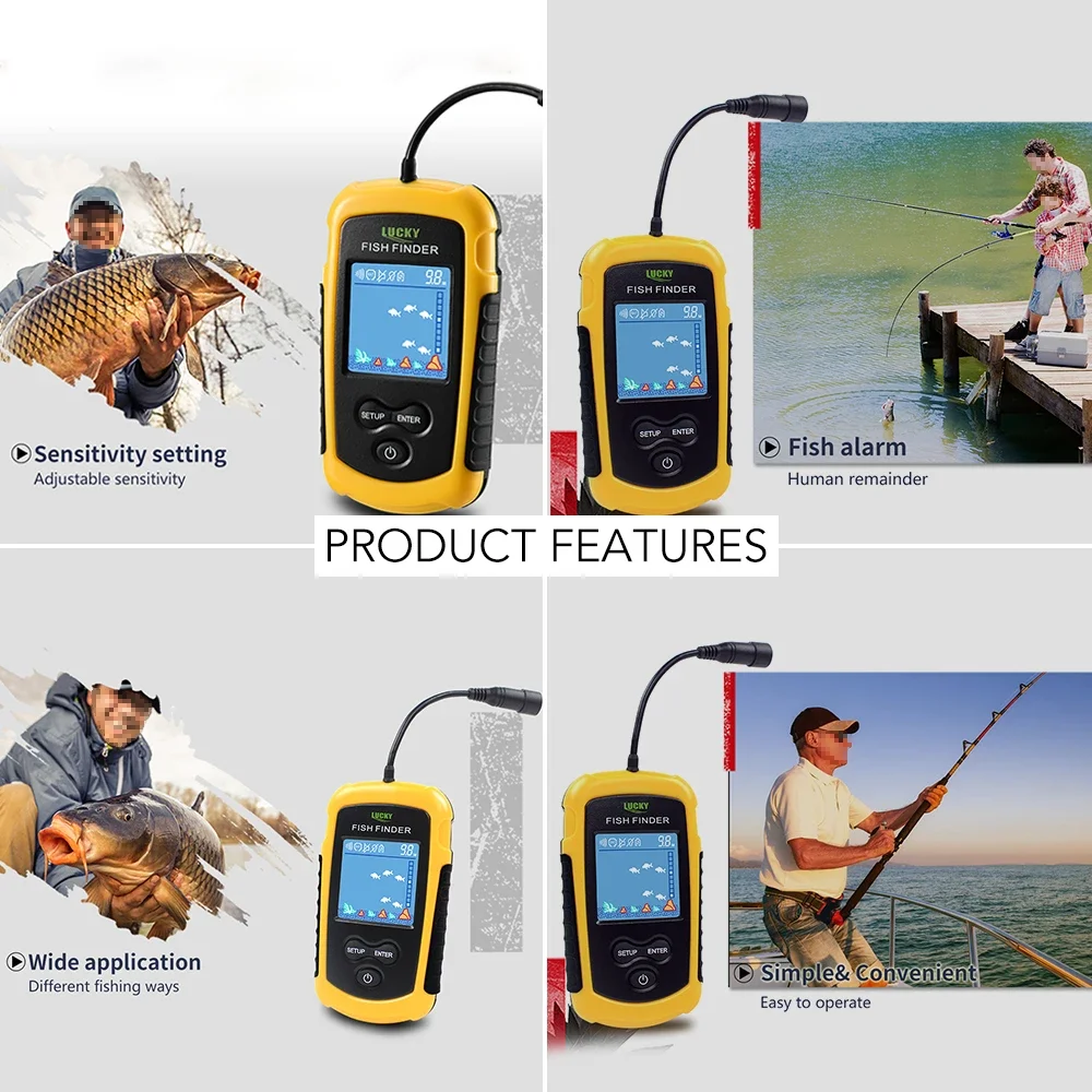 Penemu ikan berkabel portabel  - Fish Finder Transducer ulasan dan harga
